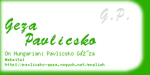 geza pavlicsko business card